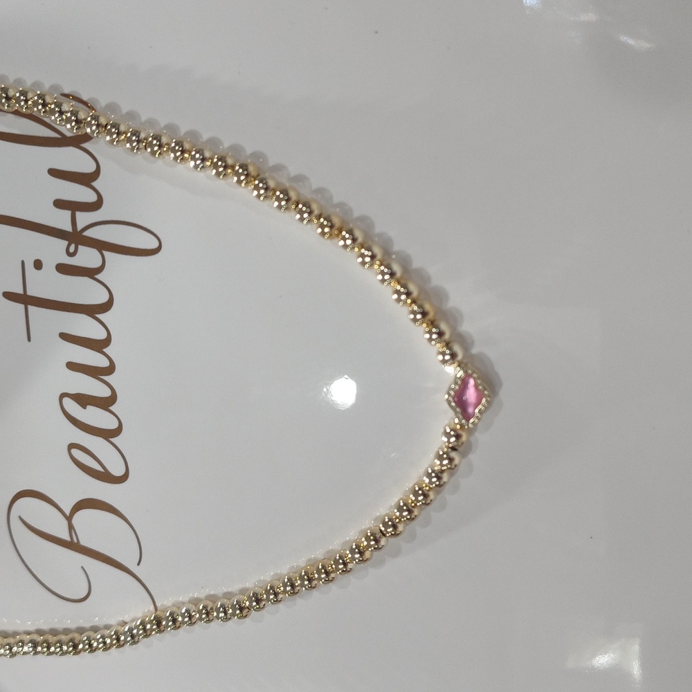 Kendra Scott Abbie Gold Beaded Necklace In Azalea Illusion - Picture 4 of 8